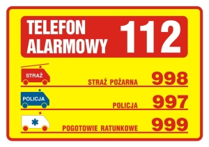     Tabliczka telefonów alarmowych