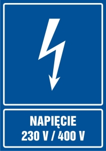     Napięcie 230 V/400 V- Tabliczka informacyjna
