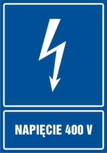     Napięcie 400 V- Tabliczka informacyjna
