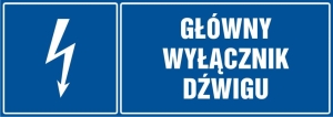     Główny wyłącznik dźwigu- Tabliczka informacyjna