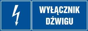     Wyłącznik dźwigu- Tabliczka informacyjna
