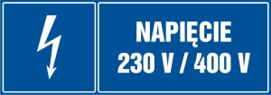     Napięcie 230 V / 400 V- Tabliczka informacyjna