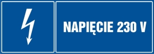    Napięcie 230 V- Tabliczka informacyjna