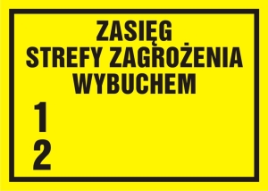     Zasięg strefy zagrożenia wybuchem 1, 2