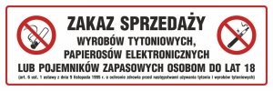     Zakaz sprzedaży wyrobów tytoniowych i papierosów elektronicznych osobom do lat 18