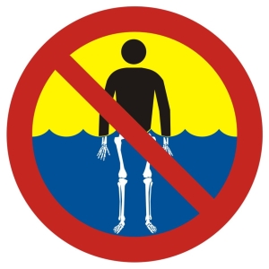     Bezwzględny zakaz kąpieli - woda silnie skażona - Znak, tabliczka