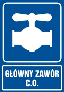     Główny zawór c.o. - Tabliczka na drzwi
