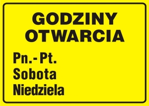     Godziny otwarcia - Tabliczka na drzwi