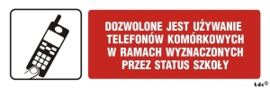     Dozwolone jest używanie telefonów komórkowych - Tabliczka na drzwi