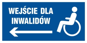     Wejście dla inwalidów w lewo - Tabliczka na drzwi