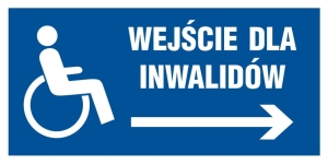     Wejście dla inwalidów w prawo - Tabliczka na drzwi