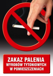     Znak - Zakaz palenia wyrobów tytoniowych w pomieszczeniach