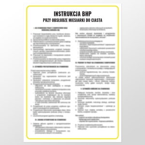     Instrukcja BHP przy obsłudze miesiarki do ciasta