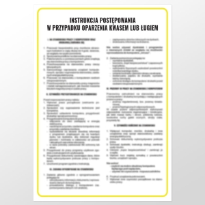     Instrukcja postępowania w przypadku oparzenia kwasem lub ługiem