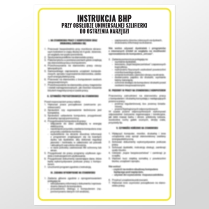     Instrukcja BHP przy obsłudze uniwersalnej szlifierki do ostrzenia narzędzi