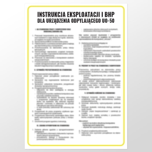     Instrukcja eksploatacji i BHP dla urządzenia odpylającego UO-50
