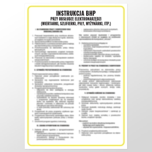     Instrukcja BHP przy obsłudze elektronarzędzi (wiertarki, szlifierki, piły, wyżynarki, itp.)