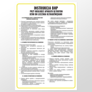     Instrukcja BHP przy obsłudze aparatu Ultroton D200 do leczenia ultradźwiękami