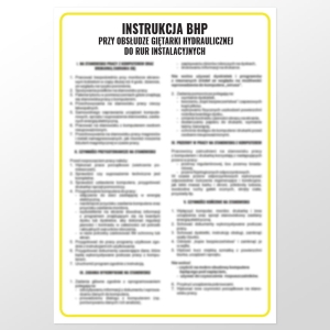     Instrukcja BHP przy obsłudze giętarki hydraulicznej do rur instalacyjnych