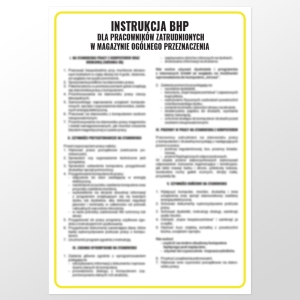     Instrukcja BHP dla pracowników zatrudnionych w magazynie ogólnego przeznaczenia