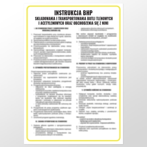     Instrukcja BHP składowania i transportowania butli tlenowych i acetylenowych oraz obchodzenia się z nimi