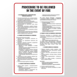     Angielska instrukcja postępowania w przypadku powstania pożaru- Procedure to be followed in the event of fire