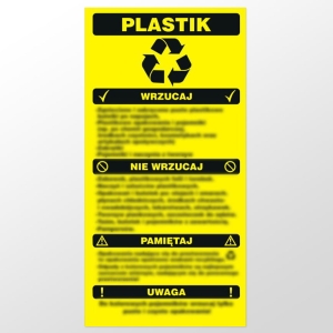     Instrukcja segregacji odpadów - plastik - Tabliczka na drzwi