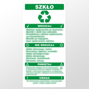     Instrukcja segregacji odpadów - szkło - Tabliczka na drzwi