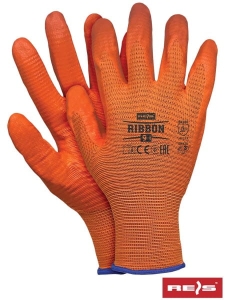     Rękawice robocze powlekane nitrylem pomarańczowe RIBBON PP