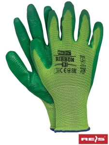     Rękawice robocze powlekane nitrylem zielone RIBBON ZZ