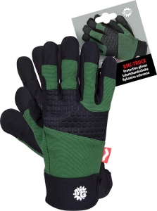     Rękawice robocze wzmacniane zielono-czarne RMC-TRUCK ZB