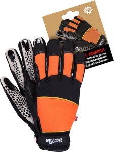     Rękawice robocze wzmacniane czarno-pomarańczowe RMC-AQUARIUS PBS