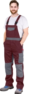     Spodnie robocze ogrodniczki bordowo-szare BOMULL-B BORS