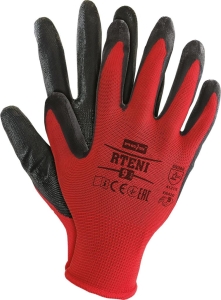     Rękawice robocze powlekane nitrylem czerwono-czarne RTENI CB