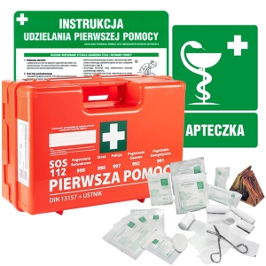     Zestaw: Apteczka K15 + Instrukcja udzielania pierwszej pomocy + znak Apteczka