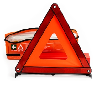    Apteczka samochodowa z trójkątem - Zestaw: Trójkąt ostrzegawczy w apteczce