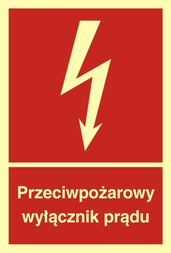 znak przeciwpożarowy wyłącznik prądu