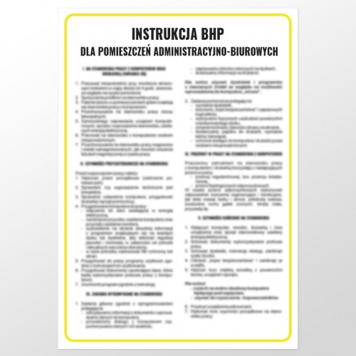 Instrukcja BHP dla pomieszczeń administracyjno-biurowych