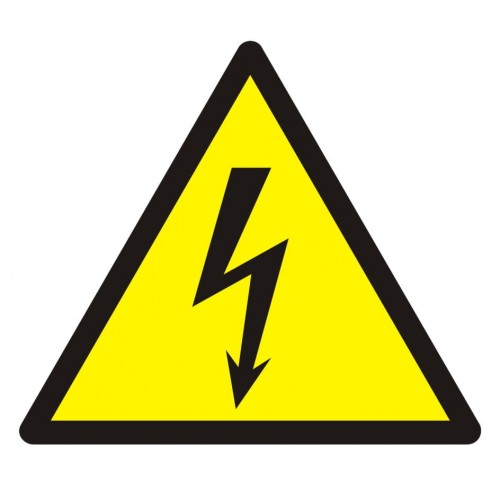 Znak BHP - Ostrzeżenie przed napięciem elektrycznym