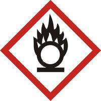 Znak bezpieczeństwa - Produkt utleniający - znak piktogram GHS 03 CLP