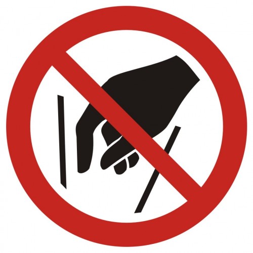Znak Zakaz wkładania rąk do środka