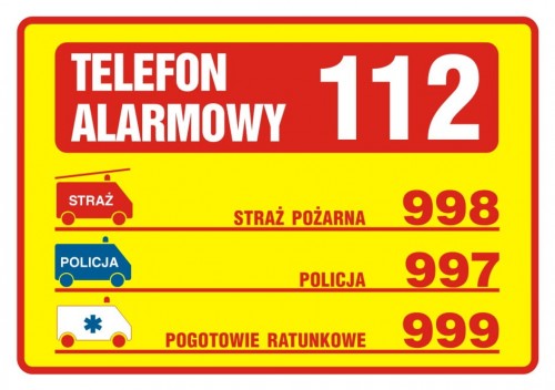 Tabliczka telefonów alarmowych