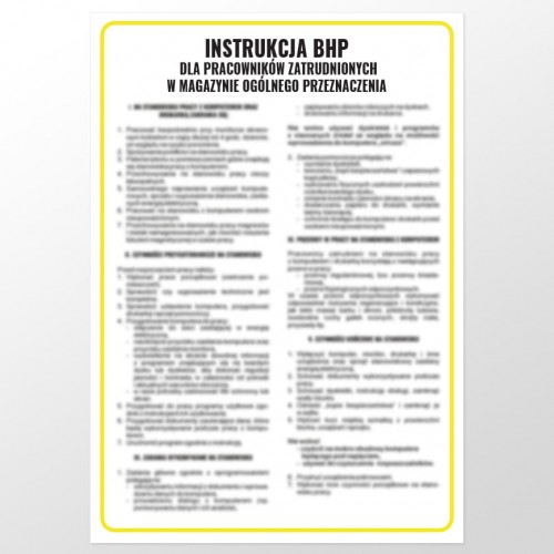 Instrukcja BHP dla pracowników zatrudnionych w magazynie ogólnego przeznaczenia