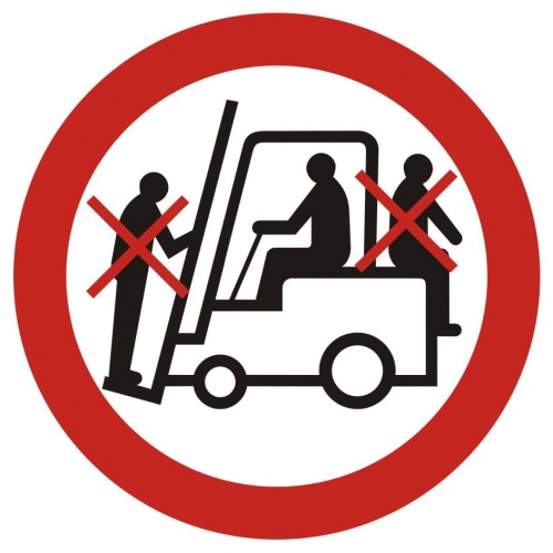 Znak BHP - Zakaz przewozu osób na urządzeniach transportowych