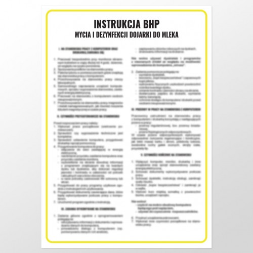 Instrukcja BHP mycia i dezynfekcji dojarki do mleka