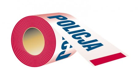 Taśma ogrodzeniowa jednostronna dł 100 mb szer. 8,5 cm - POLICJA